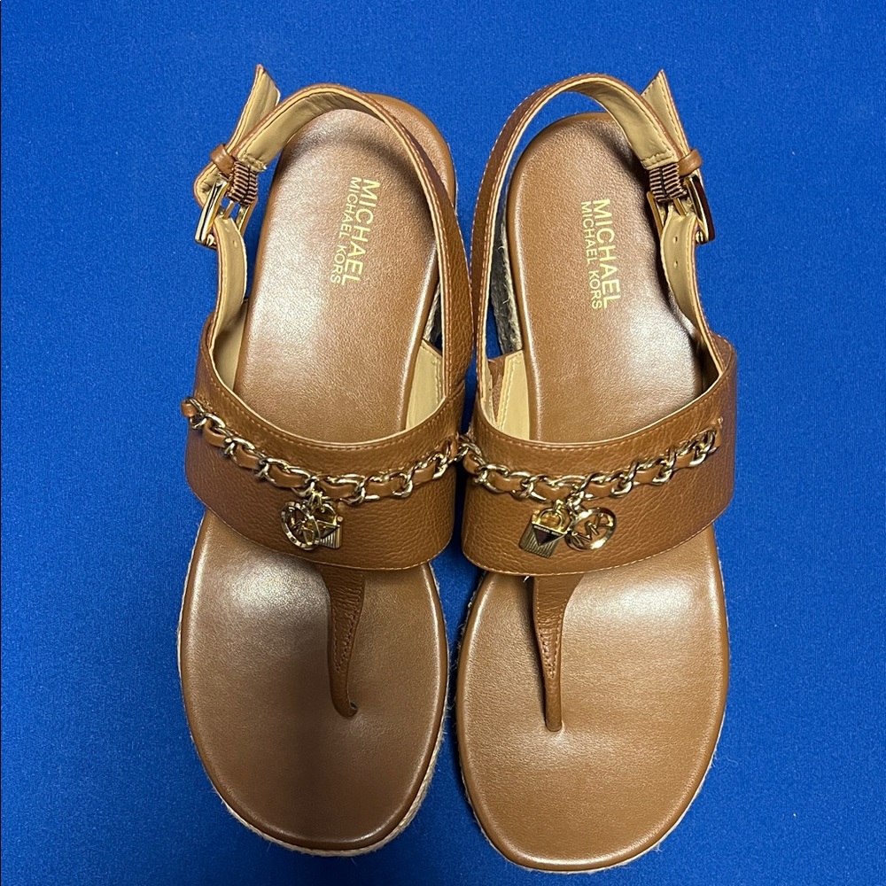 Michael Kors Tan Sandals with Gold Accents size 7